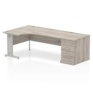 Image of Impulse 1800 Left Hand Wire Managed Workstation 800 Pedestal Bundle Grey Oak