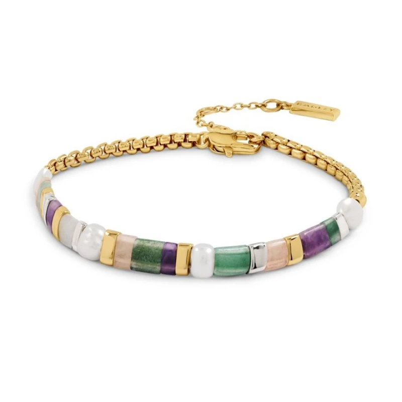 Image of Radley RYJ3602S Gold Tone Green and Pink Bracelet - J81913