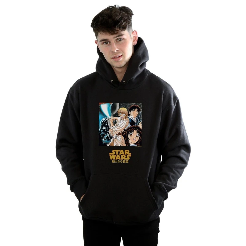Image of Star Wars Star Wars Men Anime Poster Hoodie in Black Size: Small Black S Male 5059114340477