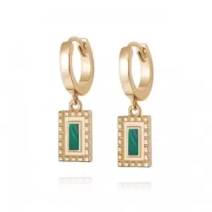 image of Malachite Ridge Palm Drop 18ct Gold Plated Earrings WE16_GP