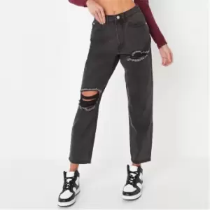 Image of Missguided Petite Distressed Riot Jeans - Black