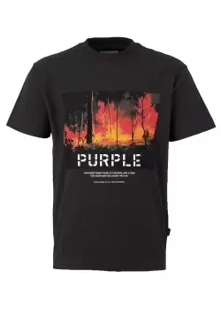 image of Purple Brand Mens Fire T-Shirt In Black