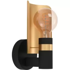 image of Hayes IP20 Black Steel Wall Light - black, gold - Eglo