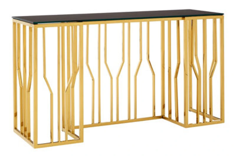 Image of Premier Housewares Contemporary Hexagonal Console Table, Sturdy Metal Hallway Table For Livingroom, Hexagonal Console Table Black