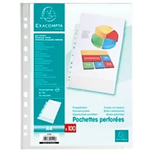 Image of Exacompta Punched Pockets PP 0.05mm, A4, Grain, 10 Packs of 100