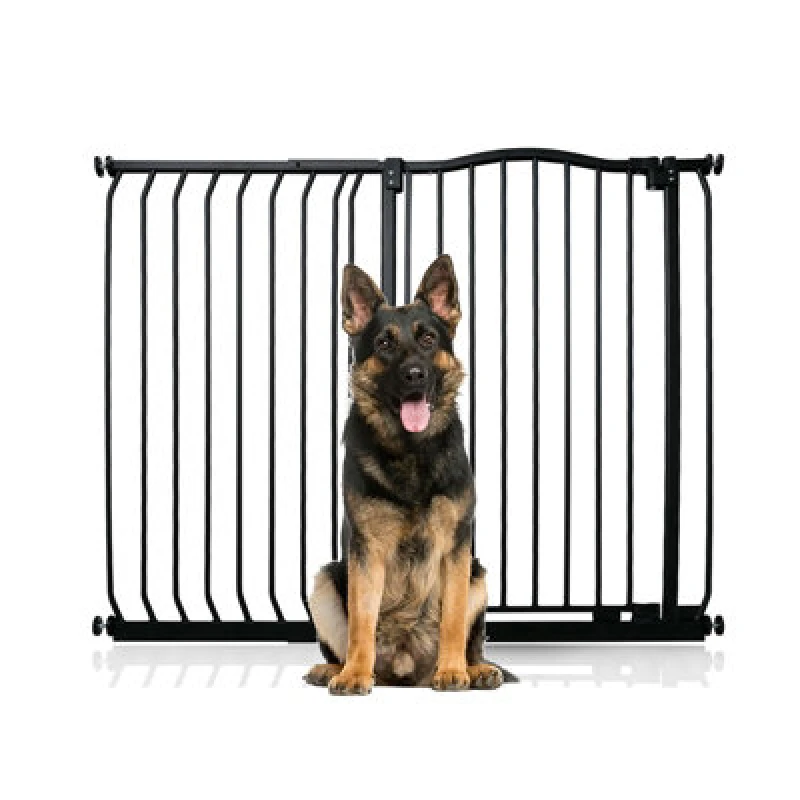 Image of Bettacare Extra Tall Curved Top Dog Gate, 116Cm - 125Cm, Matt Black, Extra Tall 100Cm In Height, Pressure Fit Pet Gate