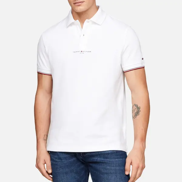 Image of Tommy Hilfiger Organic Cotton-Blend Polo Shirt - XXL White Tops male MW0MW34841YBR XXL