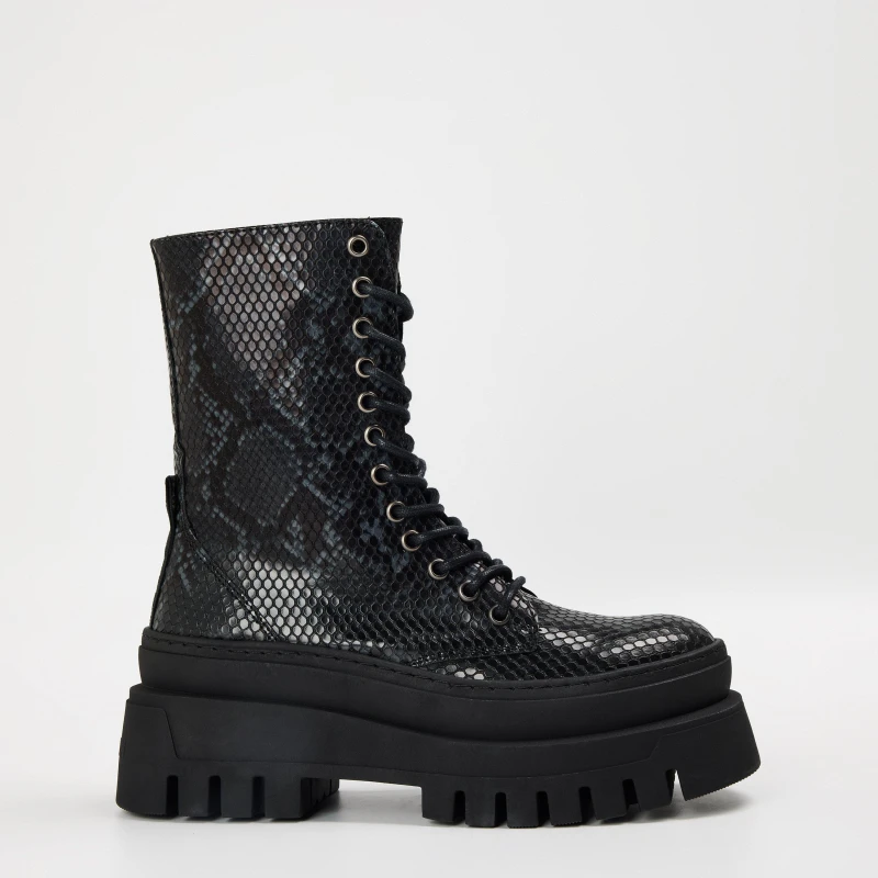 Image of Steve Madden Womens Coast Flat Ankle Boots Black Snake female 3 (36)