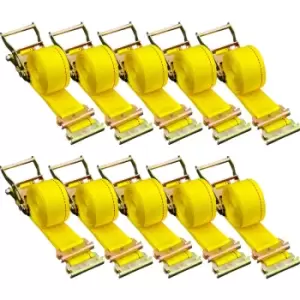 Image of VEVOR E-Track Ratchet Strap, 10 Pack 2" x 12' E Track Straps 4400 lbs Breaking Strength, with Polyester Webbing & Spring Fitting & Ratchets, Durable