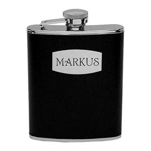 Image of Harvey Makin Black Leather Hip Flask