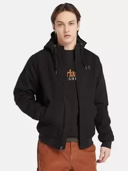 Image of Timberland Insulated Canvas Hooded Bomber Jacket, Black Size XL Men