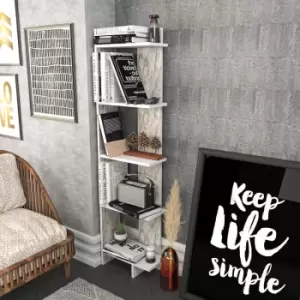 Image of Alice Corner Bookcase, Shelving Unit ,Display Shelf , Freestanding Decorotive Storage Shelving, 5-Tier Corner Bookshelf- White And White Marble