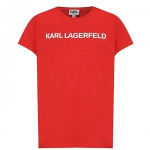 image of KARL LAGERFELD Junior Girls Basic Print T Shirt - POPPY