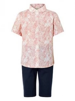 Monsoon Boys George Shirt And Short Set - Pink, Size Age: 2-3 Years