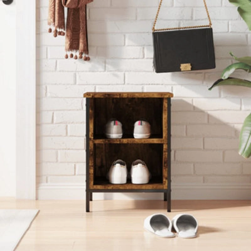 Image of Vidaxl Shoe Cabinet Smoked Oak 38X35X50 Cm Engineered Wood