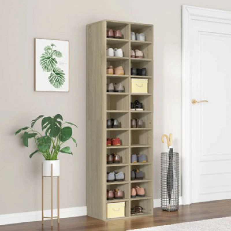 Image of Vidaxl Shoe Cabinet Sonoma Oak 54X34X183cm Engineered Wood Shoe Cabinets