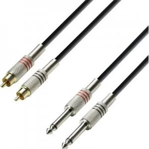 image of Adam Hall K3TPC0300 Audio/phono Adapter cable [2x RCA plug (phono) - 2x Jack plug 6.35 mm] 3m Black