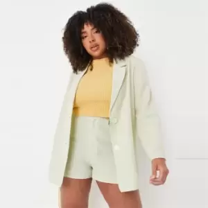 Image of Missguided Oversized Linen Look Blazer - Green