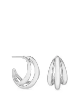 image of Mood Silver Polished Triple Hoop Earrings, Silver, Women