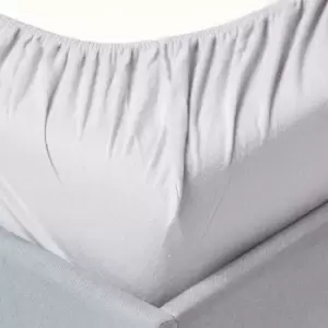 Image of Grey Flannelette Brushed Cotton Fitted Sheet 45cm Extra Deep Single - Grey - Grey - Homescapes