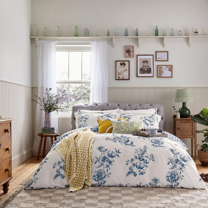 Image of Joules Joules Honey Floral Duvet Cover Set Navy - Blue Blue Double