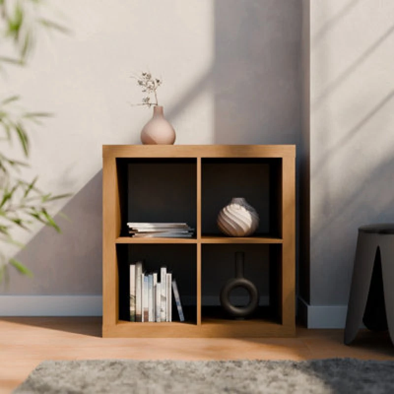 Image of 2-Level Cubic Bookshelf With 4 Compartments Brown - Sweeek