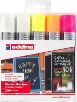 image of edding 4090 Chalk Marker Chisel Tip Assorted PK5