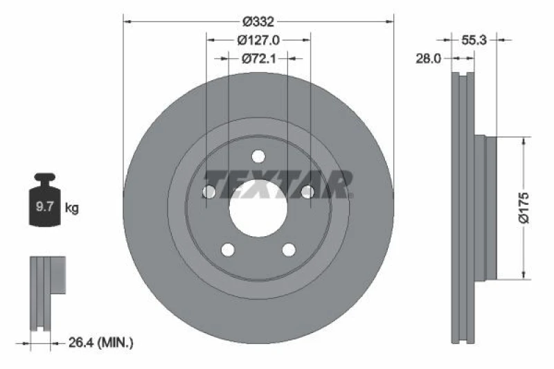 Image of Brake disc TEXTAR 92278803
