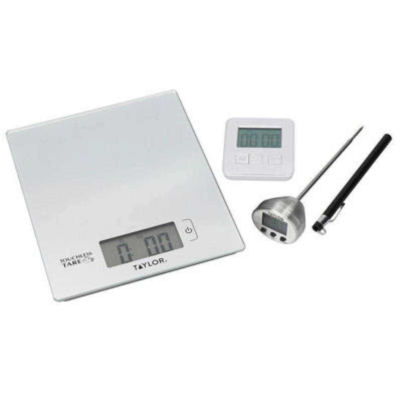 Image of Taylor 3 Piece Kitchen Measuring Tools Set in Gift Box Silver unisex