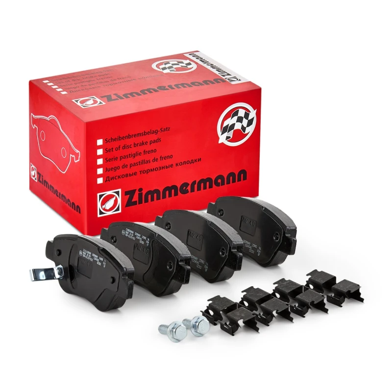 Image of ZIMMERMANN 23982.180.2 Brake pad set Front Axle, with acoustic wear warning, with spring, with bolts/screws Brake Pad Set,disc brake (402)