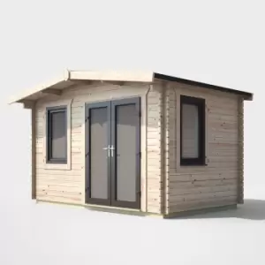 Image of Power 8' x 12' Chalet Log Cabin - Right Side Double Door