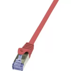 Image of LogiLink CQ3044S RJ45 Network cable, patch cable CAT 6A S/FTP 1.50 m Red Flame-retardant, incl. detent
