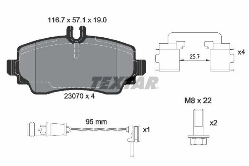 Image of Brake pad set TEXTAR 2307005
