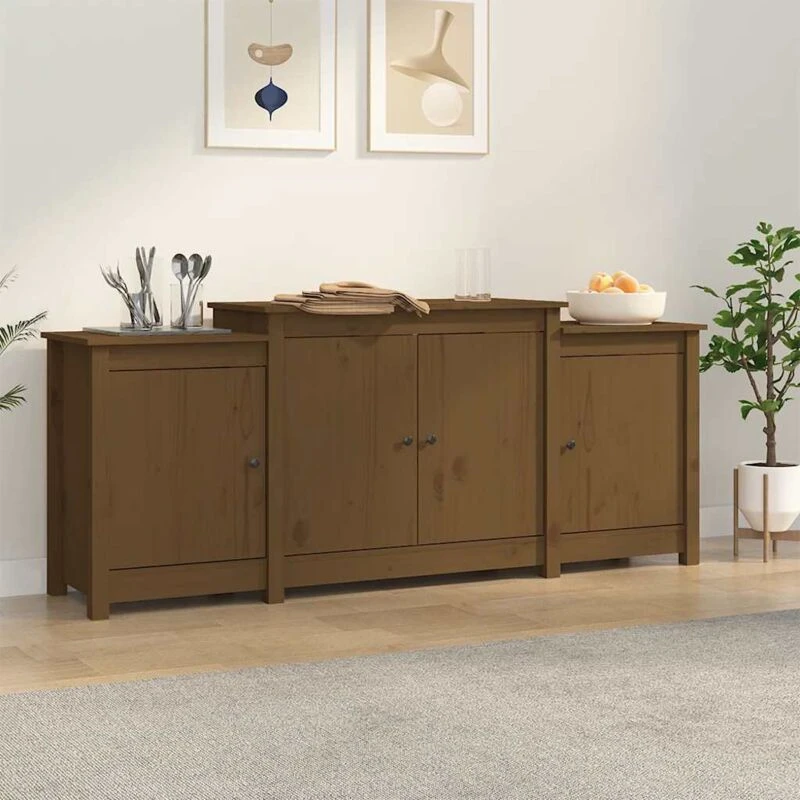 Image of Vidaxl Sideboard Honey Brown 164X37X68cm Solid Wood Pine, Brown 821495