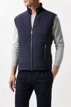 Image of Mens Navy Quilted Funnel Neck Gilet