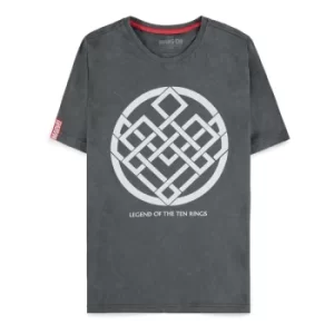 Image of MARVEL COMICS Shang-Chi and the Legend of the Ten Rings Crest Logo T-Shirt, Male, Extra Large, Grey (TS366168CHI-XL)