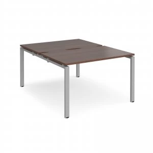 image of Adapt II Back to Back Desk s 1200mm x 1600mm - Silver Frame Walnut top