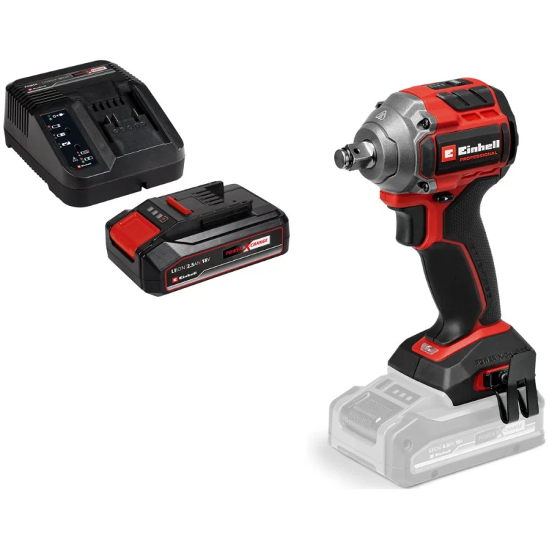 Image of Einhell Professional TP-CW 18/260-C Li BL 18v Cordless Brushless 1/2" Impact Wrench 1 x 2.5ah Li-ion Charger No Case TP-CW 18/260-C Li BL