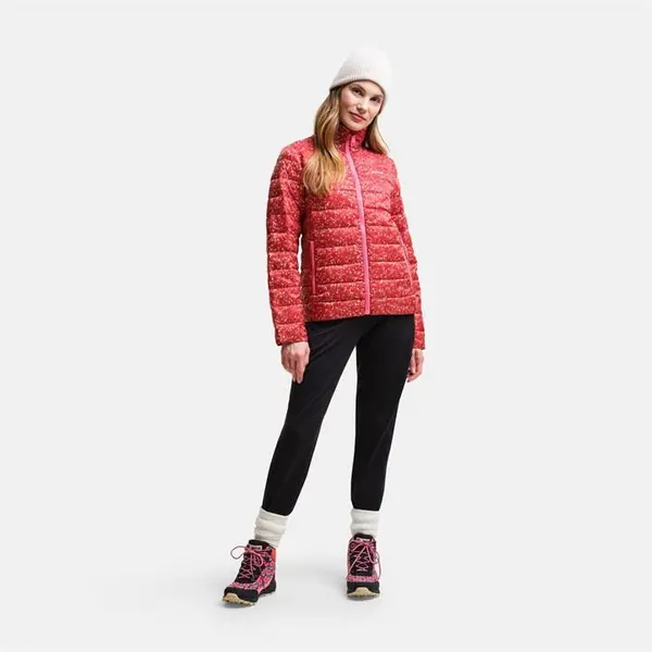 Image of Regatta Orla Kiely Printed Baffle Jacket - Berry Bubble Red 10