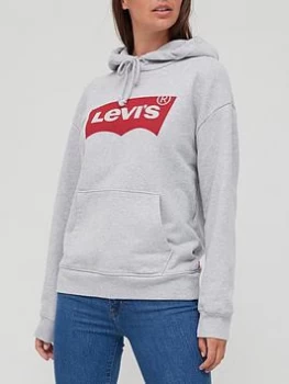 Image of Levis 100% Cotton Batwing Logo Standard Hoodie - Grey, Size S, Women