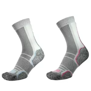 Image of 1000 Mile Trek Sock Ladies (Twin Pack) (Recycled) Silver/Blue+Silver/Pink Small