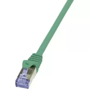 image of LogiLink CQ3065S RJ45 Network cable, patch cable CAT 6A S/FTP 3m Green Flame-retardant, incl. detent