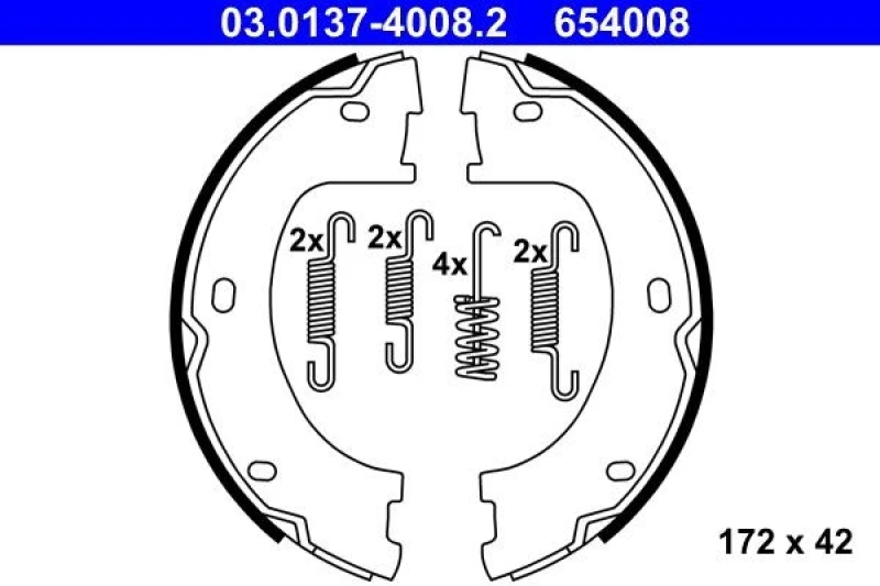Image of ATE 03.0137-4008.2 Handbrake Shoes with accessories Brake Shoe Set,parking brake (1419)