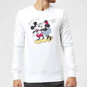 Disney Mickey Mouse Minnie Kiss Sweatshirt - White - L