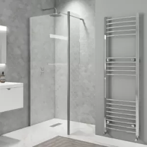 image of 1100mm Wet Room Shower Screen with Wall Support Bar & Return Panel - Corvus