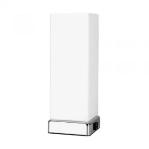 Image of Lazio Chrome and Frosted Glass Rectangular Touch Table Lamp With USB