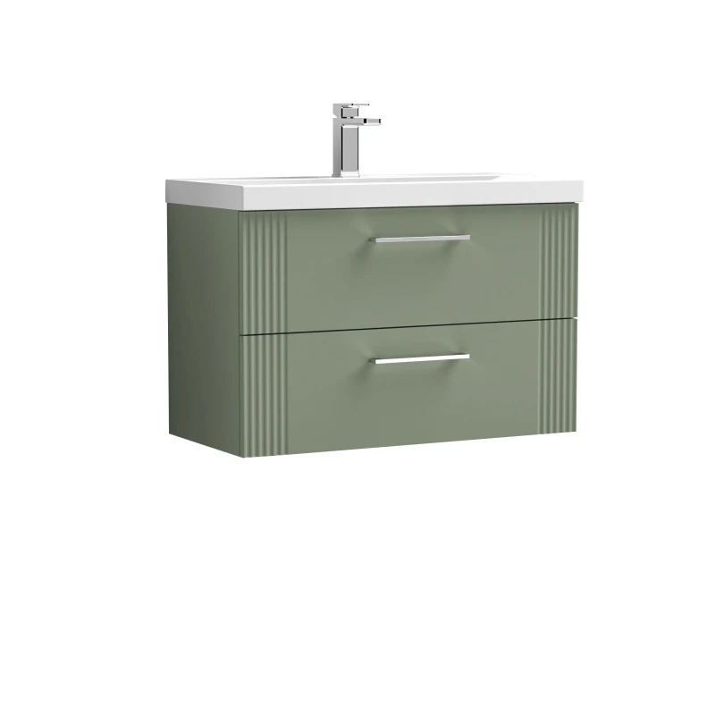 Image of Balterley 2 Drawer Wall Hung Vanity Unit with MidEdge Basin Green 800mm Green