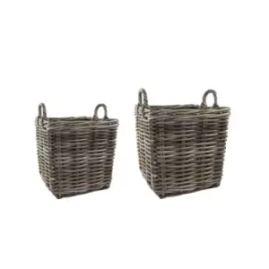 image of Ivyline Set of 2 Wicker Log Baskets