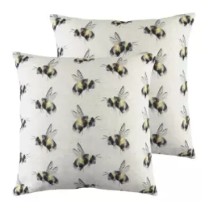 Image of Evans Lichfield Bee You Repeat Twin Pack Polyester Filled Cushions White