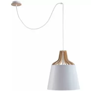Image of Keter Ivone Dome Pendant Ceiling Light White, 38cm, 1x E27, 200cm Wire